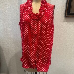 Renuar Red Polka Dot Sleeveless Top